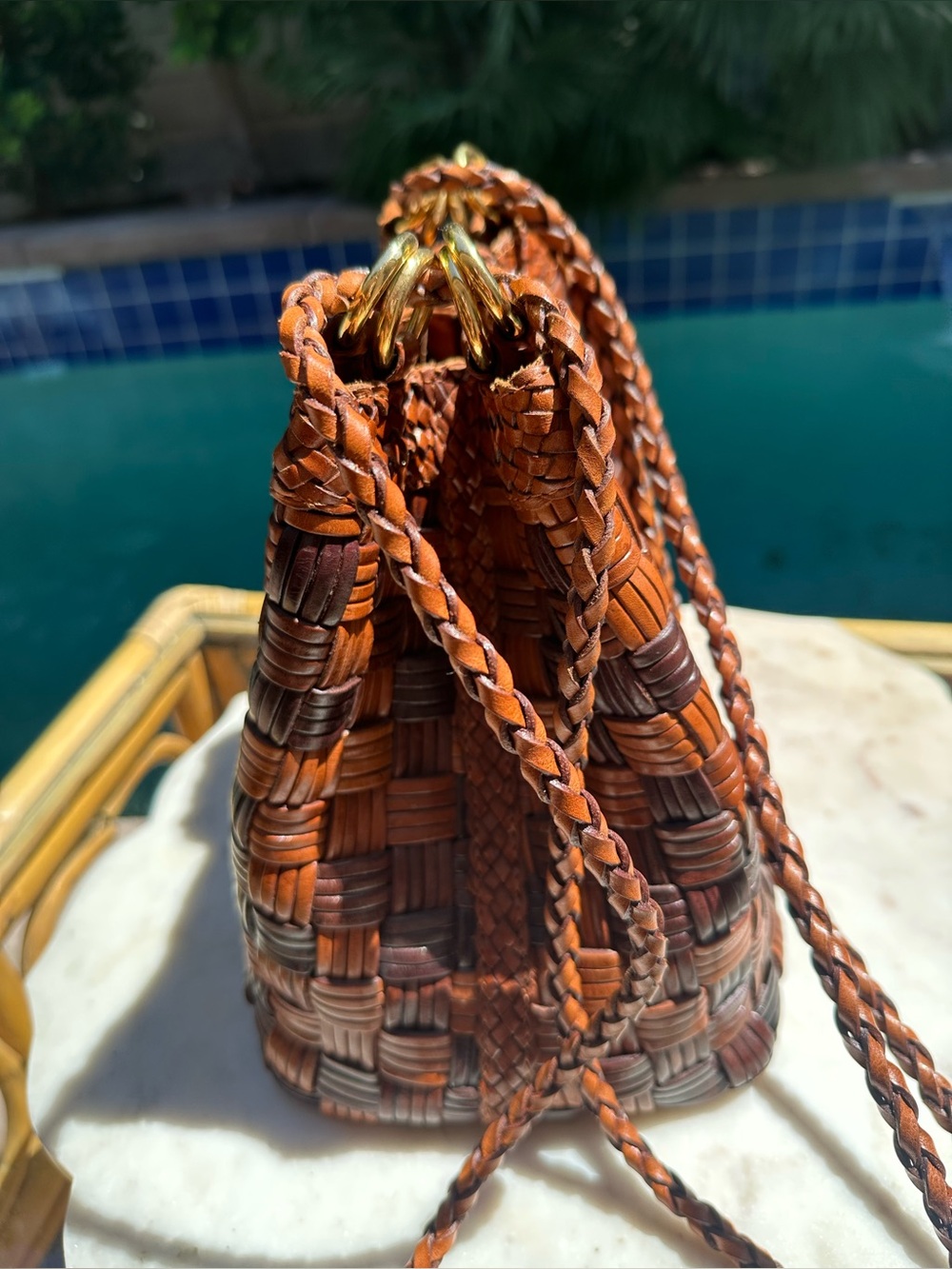 Vintage Woven Leather Bucket Bag - Picture 6 of 15